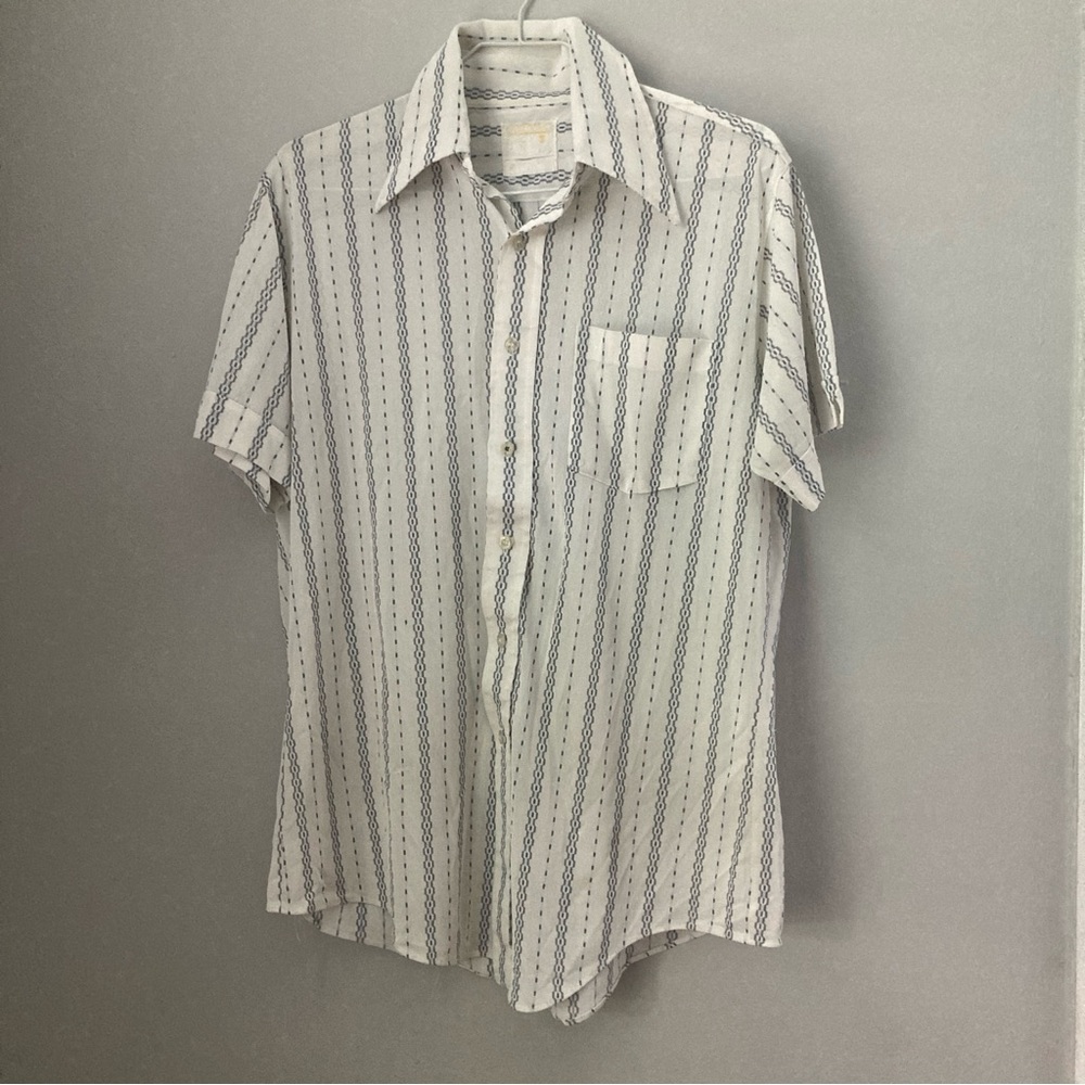 Vintage Fleetline short sleeve patterned country button down shirt M as is